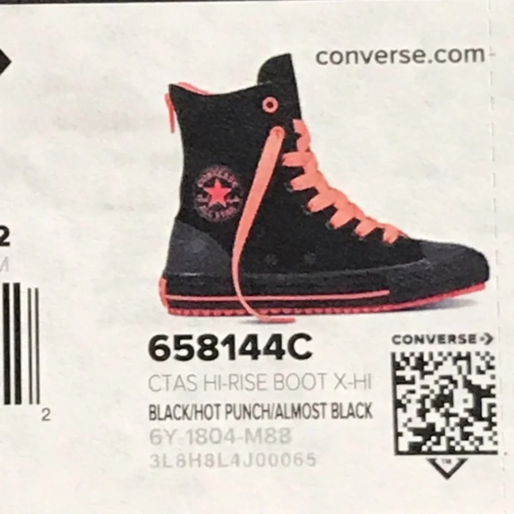 Converse Chuck‎ Taylor Hi Rise Boot X Hi Black Hot Punch Almost Black - Picture 7 of 7